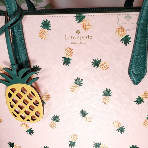 MAKE AN OFFER kate spade Marlee pineapple green pink tote with pineapple - Picture 4 of 5